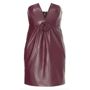 Ashley Park x RTR Voila Dress Vegan Leather Strapless Sheath Mini Purple Size 0